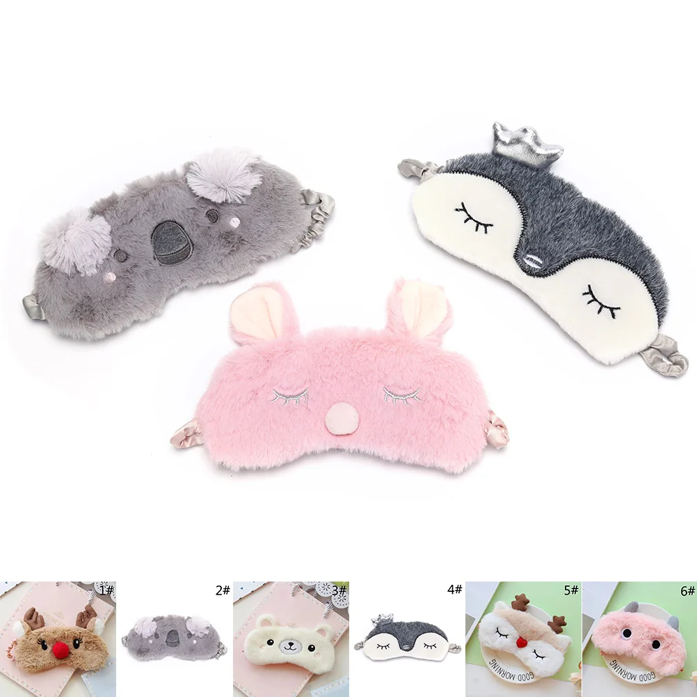 Fashion Cute Cut Koala/bunny Sleeping Eye Mask Nap Cartoon Plush Eye Shade Sleep Mask Black Mask Bandage on Eyes for Sleeping