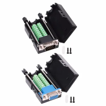 

D-SUB DB15 VGA Female Male Plug Breakout Terminals Screw Type DIY Connector Connectors And Terminals