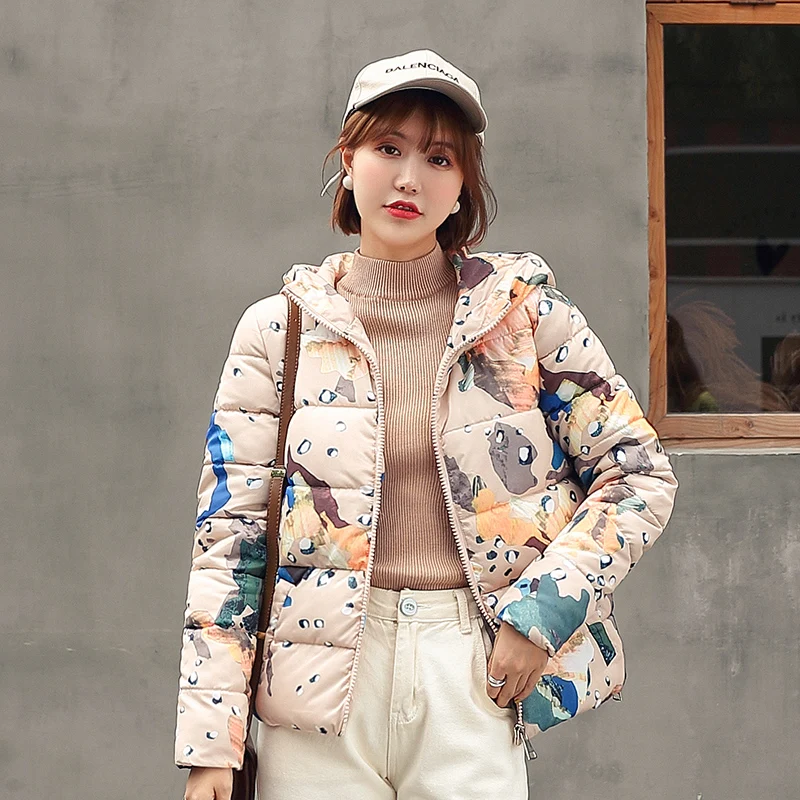 

Brieuces Causal Ladies Solid Padded Jacket Short Autumn Winter Wadded Jacket Women Hooded Coats Female Parkas Overcoat