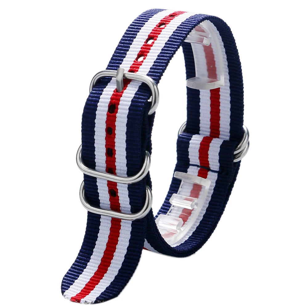 

American Flag 20/22MM Fabric Nylon Canvas Wrist Watch Strap 5 Stripe With 5 Rings For Cool Sport Watches