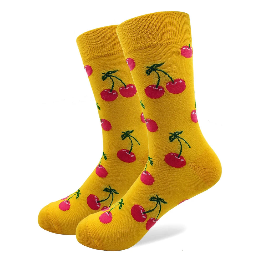 10 пар/лот фруктовые счастливые носки женские мужские Персонализированные хлопковые трубки вишня, лимон квадратный якорь узор красочные забавные носки унисекс