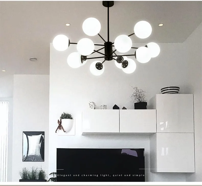 Bola de Vidro Pós-moderna Criativo Feijão Mágico Lustre Estilo Nórdico 18 vidro lustre lustre estilo Nórdico