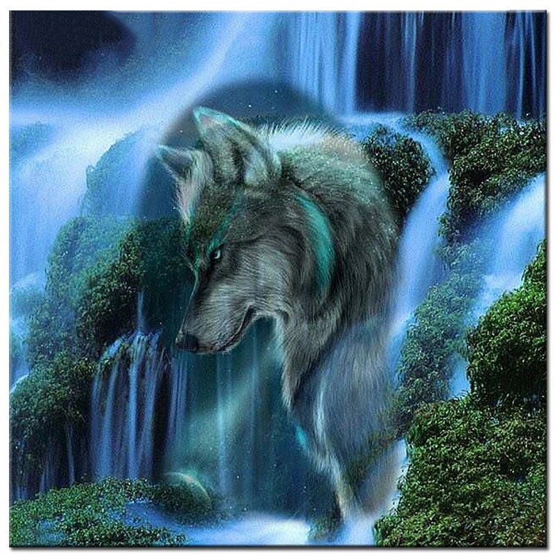 

Diy Diamond Painting Cross Stitch Kits Full Diamond Embroidery waterfall Wolf Needlework Diamond Mosaic Home Decor HC