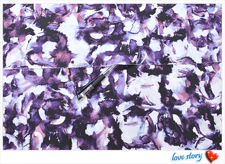 

Purple ink color Printed Chiffon Fabric For Summer Dress Shirts Sewing Tulle Fabrics Polyester Cloth Apparel Fabric