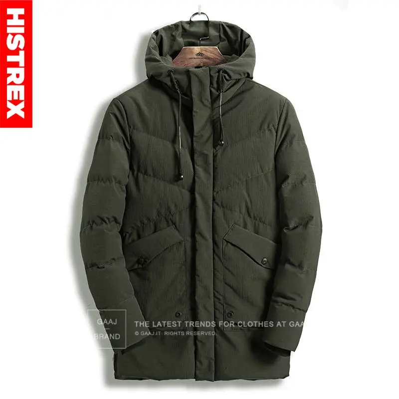 HISTREX бренд наивысшего качества куртка длинная Мужская однотонная ветрозащитная Повседневная Верхняя одежда толстые теплые зимние парки карманное пальто# HJW2J - Цвет: Army green