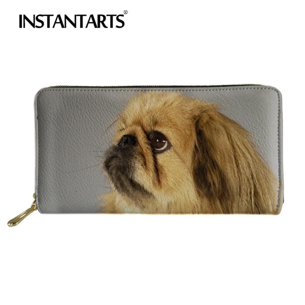 

INSTANTARTS Pekingese Dog Animal Print Long Wallet Men Women Leather PU Tote Purse Wallet Coin Storage Bag Best Gift Card Holder