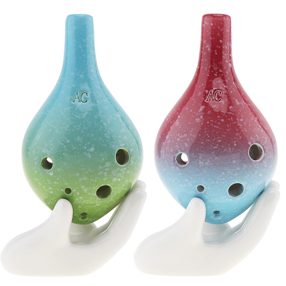 6 Holes Alto ToneC Two-tone Ocarina Ceramic Flute Instrument 2 Colors Optional with Hang Rope | Спорт и развлечения