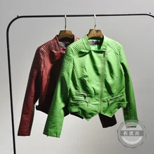 Пальто карманы молнии ограниченная настоящая Европейская станция персонализированные неправильный подол мотоцикла кожаный абзац Досуг Pu