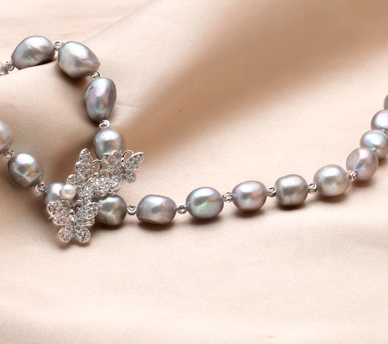 10mm Baroque Pearl Necklace Real Freshwater Cultured Long Pearl Necklace Fine Jewelry for Nice Lady Female Gift Hot Sale