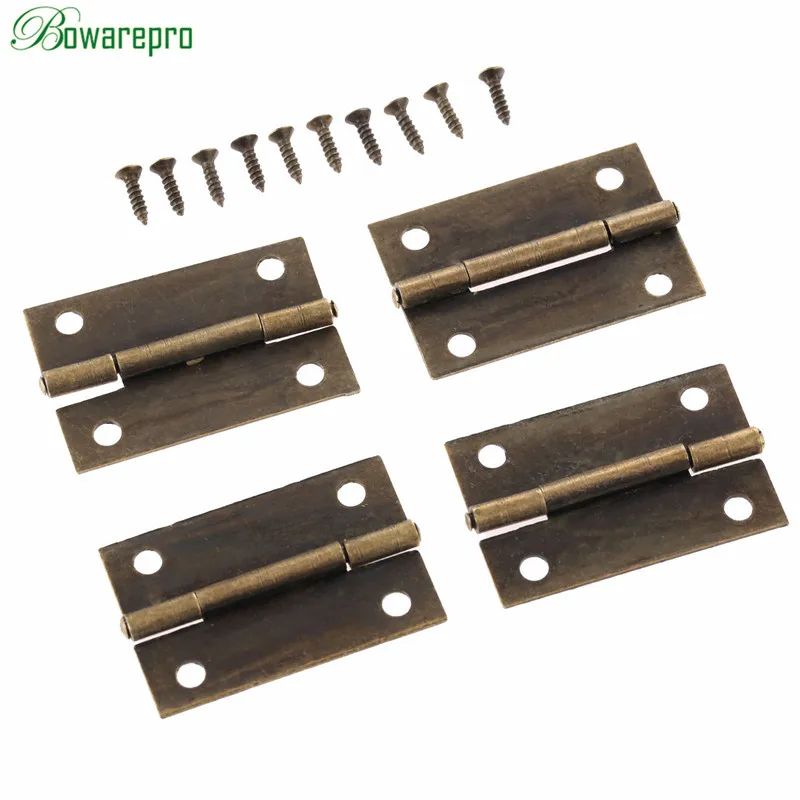 

bowarepro 4Pcs Vintage Antique Carbinet Drawer Hinge Wooden Furniture Jewelry Gift Wood Box Brass Hinge Furniture Hinge 38*25MM