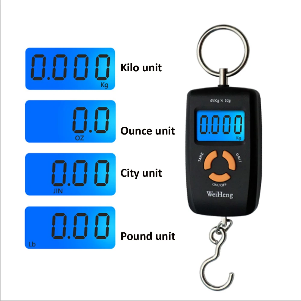 

45kg 5g Backlight Weighing Scale Handheld Fishing Hook Scales Mini Digital Pocket Hanging Scale Portable LCD Display