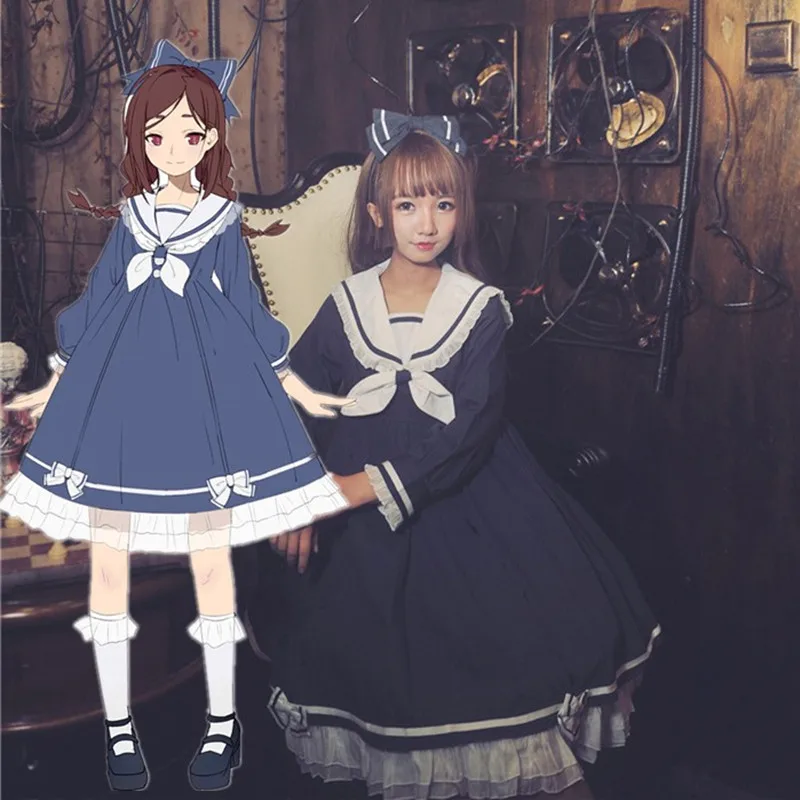 

Lolita Kawayi Naval Academy Style sailor Long Sleeves Plaid Lolita Dresses Cosplay Costumes