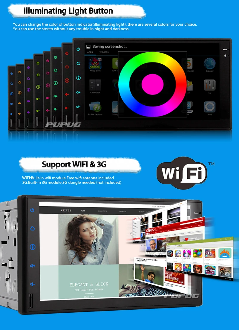 Cheap 3G/ 4G Android 5.1 Car Multimedia Player Car PC Tablet Double 2 din GPS Navigation Car gps Stereo Radio Bluetooth NO DVD player 4