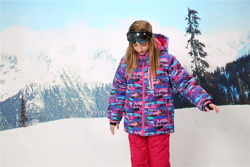 Водонепроницаемое теплое пальто 15000 мм лыжный костюм ветрозащитные куртки для девочек комплекты детской одежды верхняя одежда для детей от 3 до 16 лет