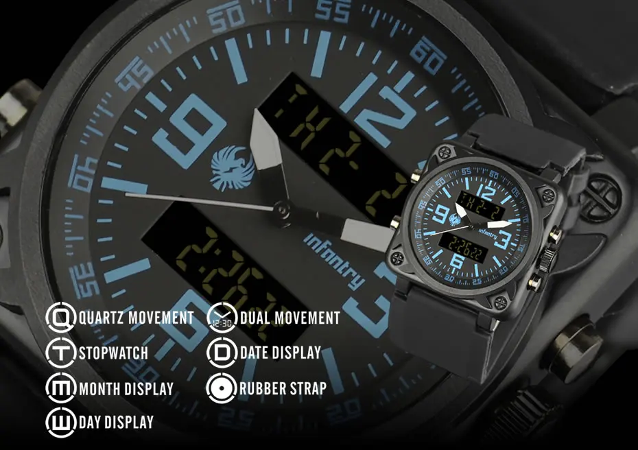 Пехота военные часы Для мужчин цифровой светодио дный наручные Для мужчин s часы лучший бренд класса люкс армия квадратный тактические