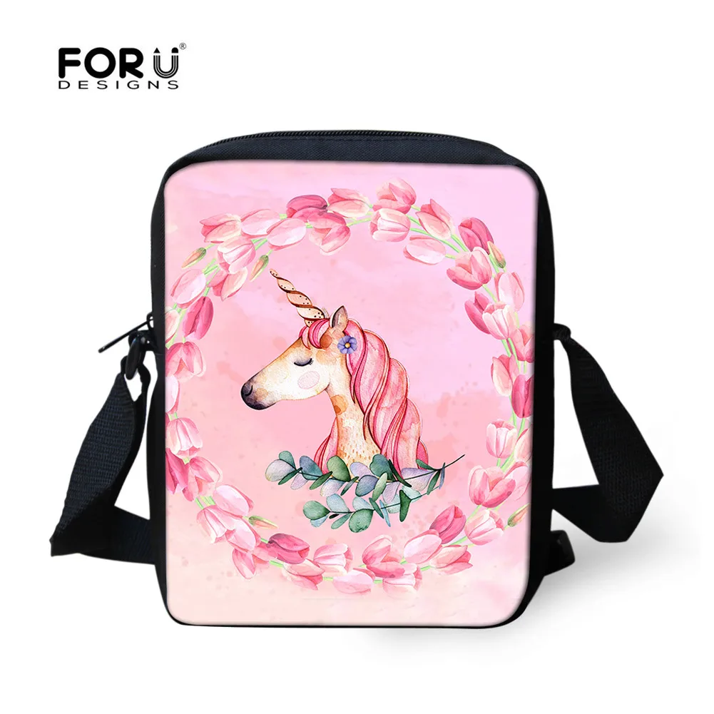 

FORUDESIGNS Anime Unicorn Messenger Bag For Kid Girl 3D Print Small Pink Crossbody Bag Brand Designer Women Ladies Casual Bolsas