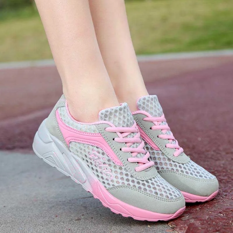 

2019 New Summer Mesh Sneakers Lightweight Pink Casual Shoes For Women New Platform Wedge Sneakers Tenis Feminino Shoes Woman