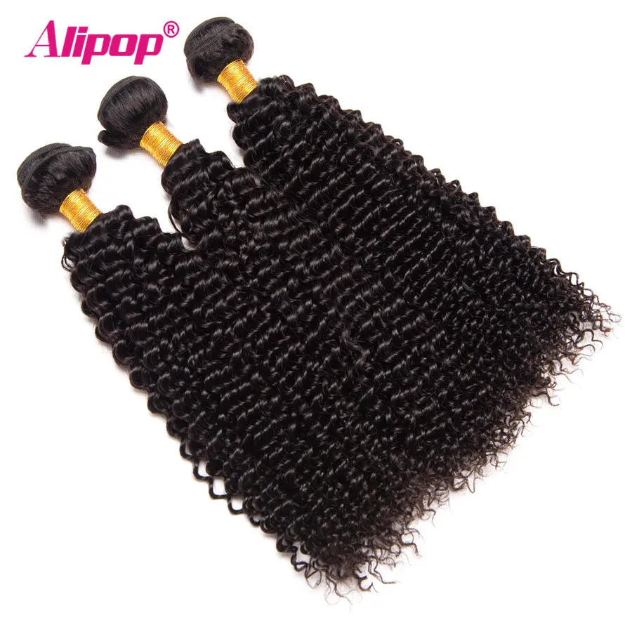 3 Bundles Afro Kinky Curly Weave Human Hair Bundles Malaysian Hair Bundles Remy Hair Extensions 10-28 ALIPOP Natural Color (3)