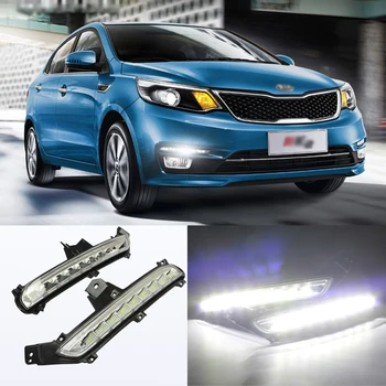 

Ownsun New Updated LED Daytime Running Lights DRL With Black Fog Light Cover For Kia K2 2015