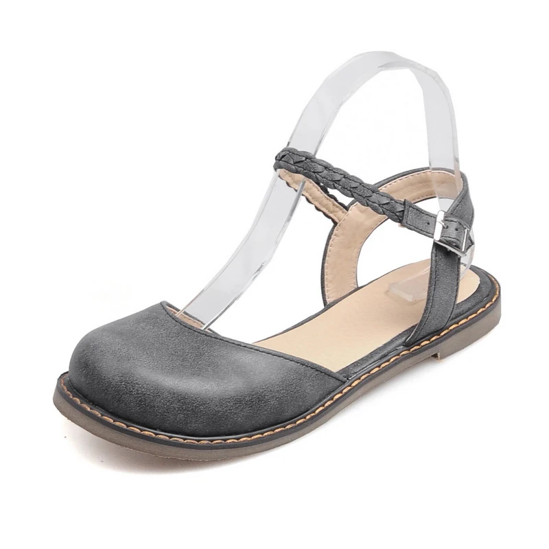 

Summer Sweet Closed Toe Flats Sandals Footwear Mori Girl Style Women's Ankle Strap Mary Janes Shoes Retro Larger Sandals Ladies9