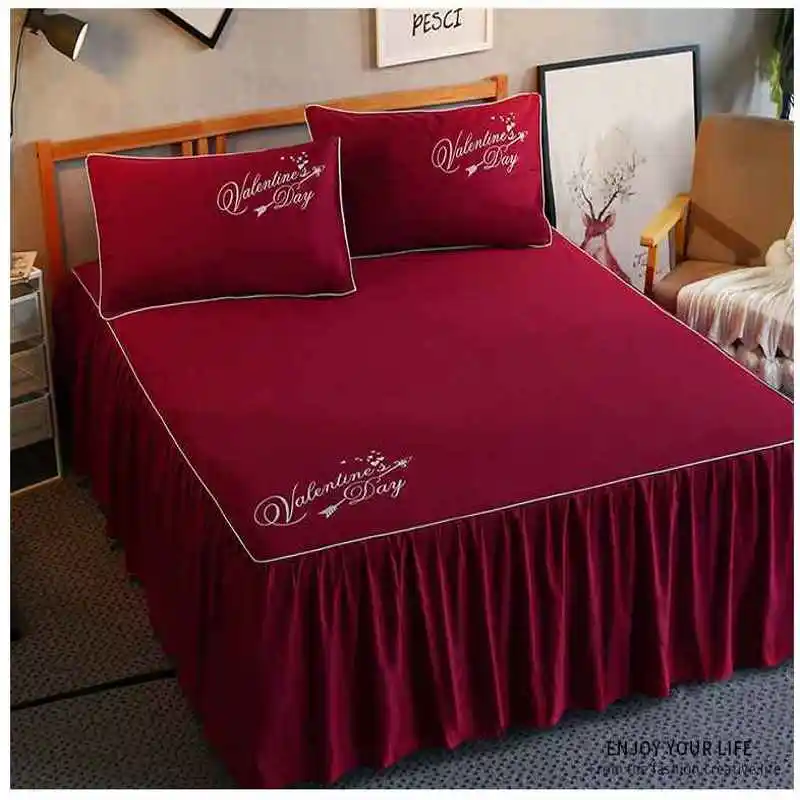 

1/3pcs Solid color Bedspread Bed sheet Romantic Bedding polyester/cotton Bedclothes Bedcover For 1.2m/1.5m/1.8m/2.0m/2.2m bed