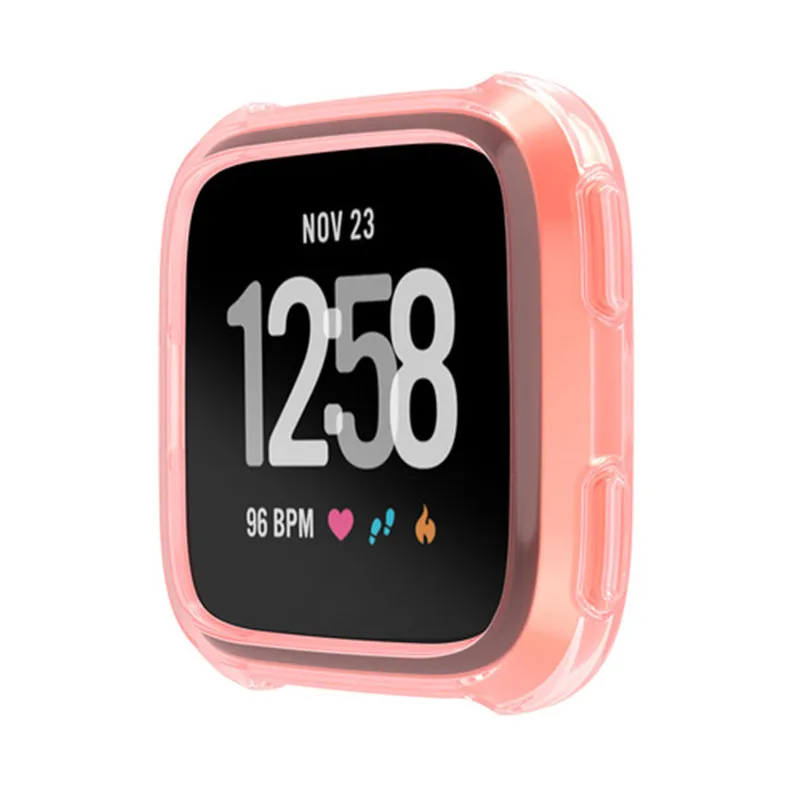 ТПУ защитный чехол рамка для Fitbit Versa умный протектор для часов мягкий Smartwatch чехол Ультратонкий Мягкий ТПУ силикон - Цвет: Розовый