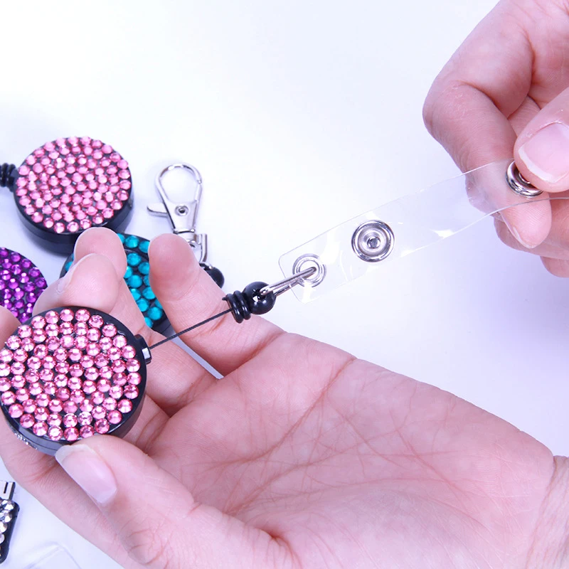 1pc DIY Plastic Retractable ID Card Badge Holder Reel Stationary Pull