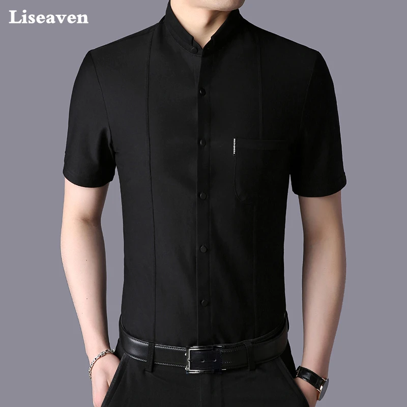 Liseaven Men's Shirt 2018 New Men Short Sleeve Casual Shirt Fashion Male Shirt Summer Style Solid Color Mens Clothing Liseaven Men's Shirt 2018 New Men Short Sleeve Casual Shirt Fashion Male Shirt Summer Style Solid Color Mens Clothing