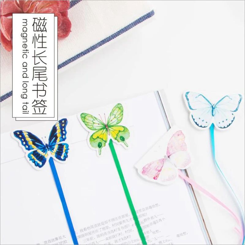 1pc New Erfly Paper Magnet Long Tail Bookmarks Premium Ribbon 1pc New Erfly Paper Magnet Long Tail Bookmarks Premium Ribbon Bookmark Child Cute Gifts Office Stationery Color Random In From