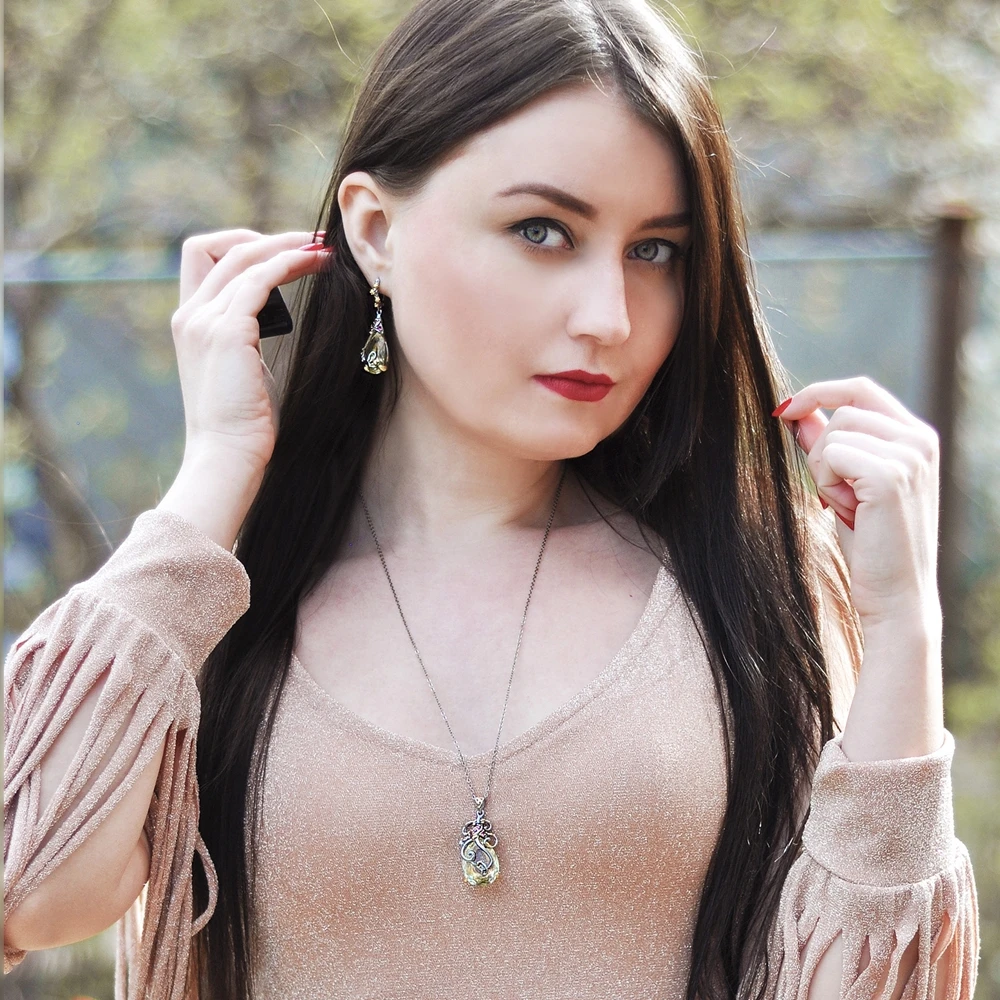 Skup DreamCarnival 1989 moda damska wisiorek z długim łańcuszkiem naszyjniki duży zielony kropla wody CZ ślub Marry biżuteria kobiece dziewczyny WP6560