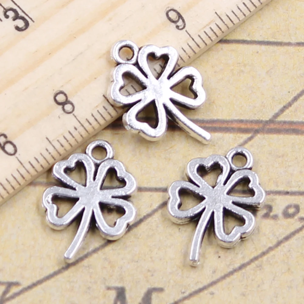 

12pcs/lot Charms lucky irish four leaf clover 18x12mm Tibetan Silver Pendant Crafts Making Findings Handmade Antique for Jewelry