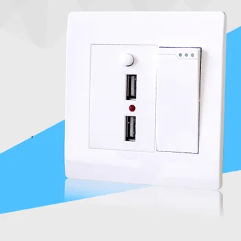 

Type 86 dual - control switch with dual USB socket 220V wall charging two - hole USB interface power panel