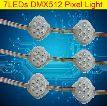 

7 leds SMD5050 DMX512 led module for Outdoor building decoration 50mm Full Color Pixel Module DC24V IP68 Waterproof poing light