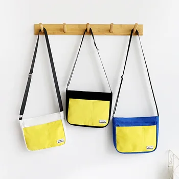 

Cotton Canvas Eco Cross Body Messenger Bag Student Boo Bag Color Matching MXA601