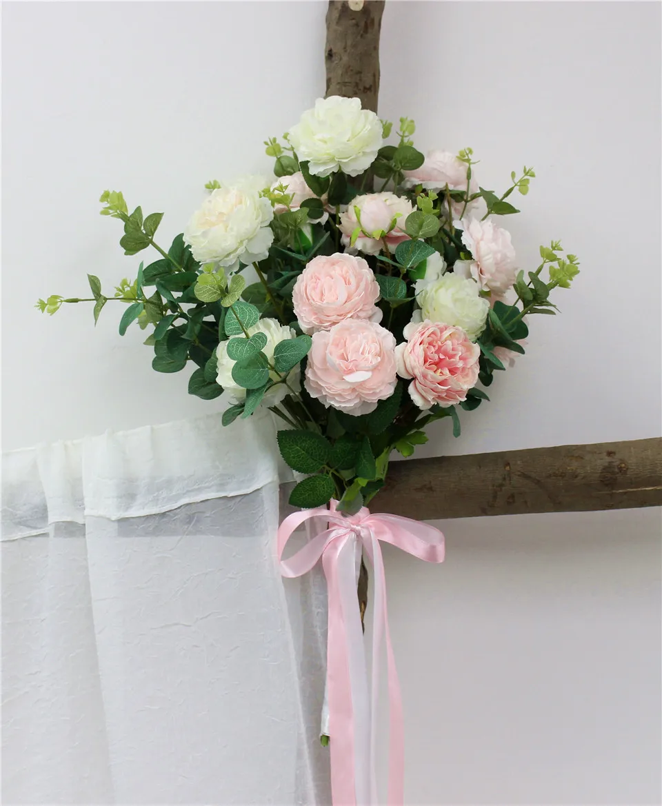 Новая искусственная Роза Пион Гипсофилы стул назад цветок свадебный ручной букет знак стол декор дома двери стены гирлянды кулон