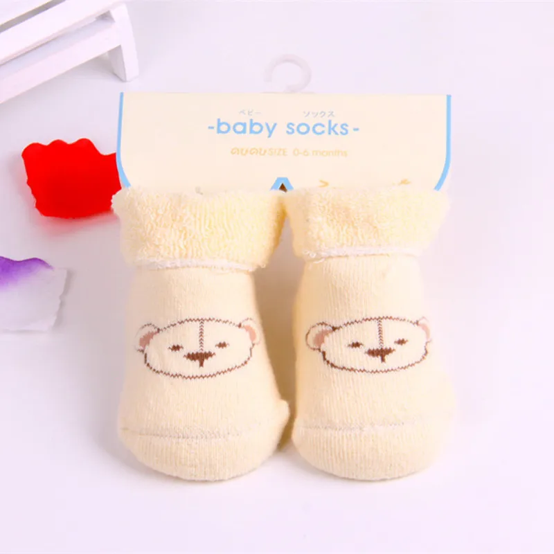 1 пара; сезон осень-зима; однотонные Плотные хлопковые махровые теплые мягкие носки для новорожденных;