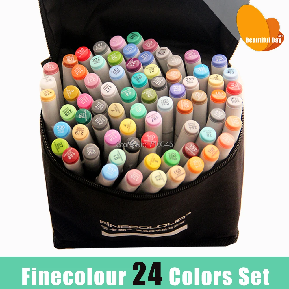 

Fast shipping The updated second generation of Finecolour alcohol based twin art marker pen24 colors with bags