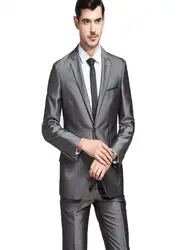 Индивидуальный заказ костюм Homme Новый Для мужчин s костюм с Штаны Бизнес вечерние Серый Блейзер Куртка Человек Для мужчин костюмы Свадебные