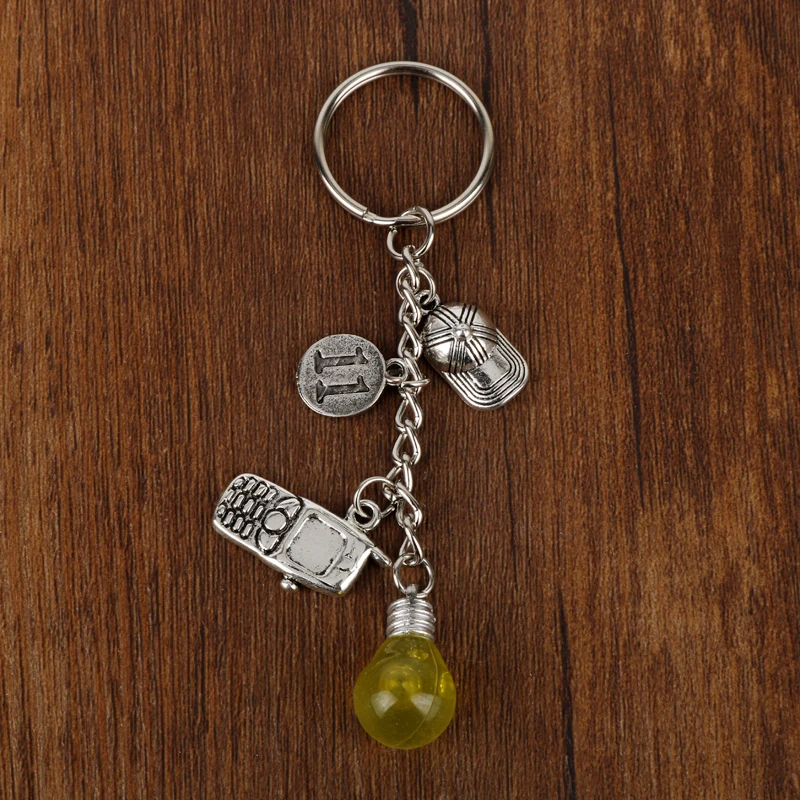 

Fashion Keychain Light Bulb Phone Hat Pendant Keychain Hip Hop Jewelry Metal Key Holder Accessories Handmade Keyring Chain