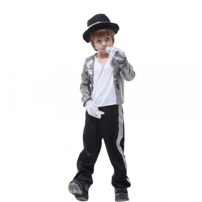 prettyia Fashionable Boys Kids Michael Jackson Costumes Performance Carnival for Halloween Cosplay Party Fancy Dress
