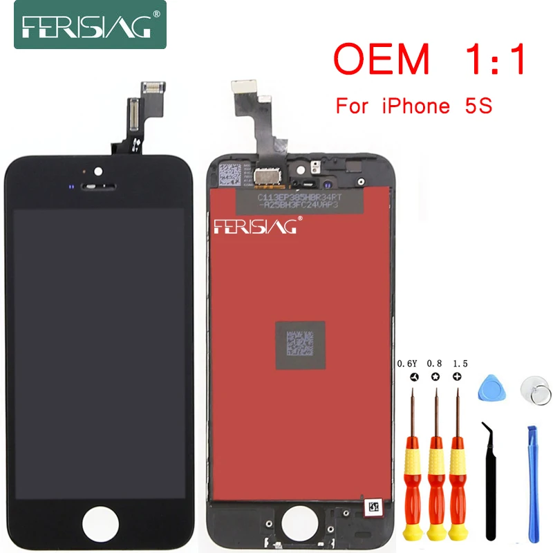

FERISING 100% AAA Original LCD Display For Apple iPhone 5S Replacement Display Touch Screen Digitizer Assembly + Tool Kits