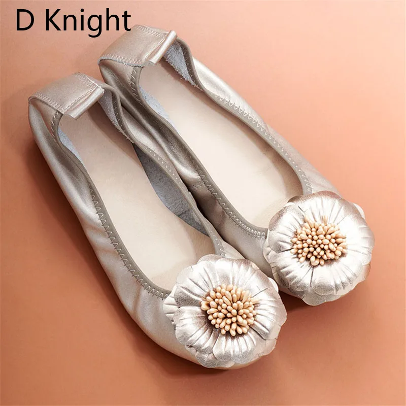 2018 Spring Women Flats Shoes Women Genuine Leather Shoes Woman Ballet Flats Flower Round Toe Loafers Slip On Ballerines Flats  (34)
