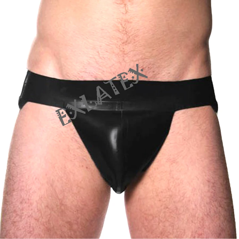 Latex Panties Two Tone Jock Strap Briefs Men String Erotic Underwear Latex Rubber Sexy lingerie (2)