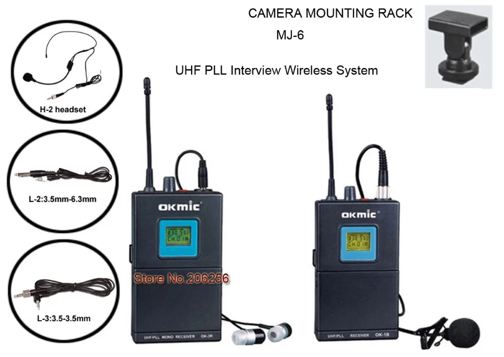 UHF PLL Interview Camera camcorder Mount Wireless Microphone System