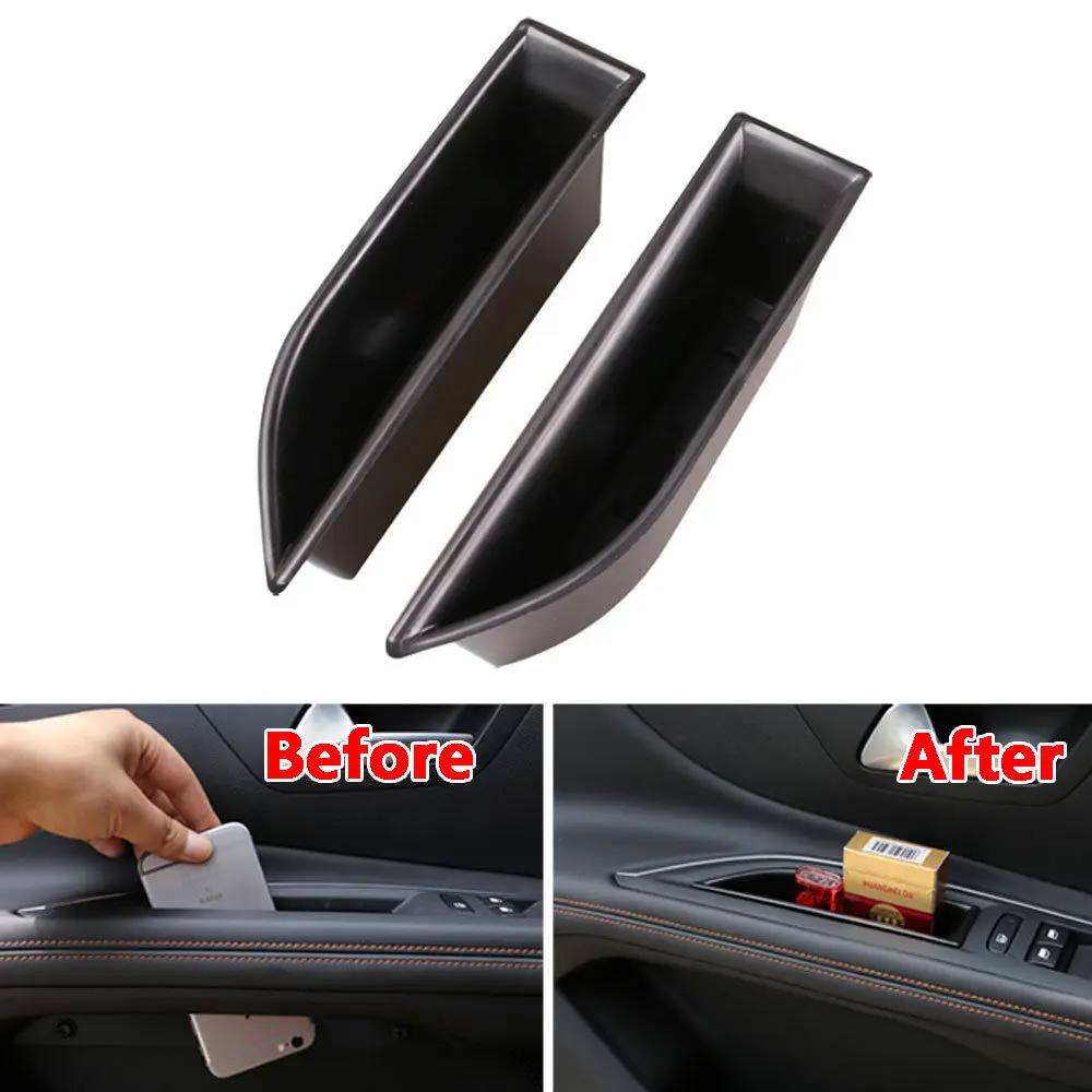 

2X ABS Car Tidying Interior Front Side Door Storage Box Holder Organizer For Peugeot 3008 GT 2016 2017 Accessories Car Styling