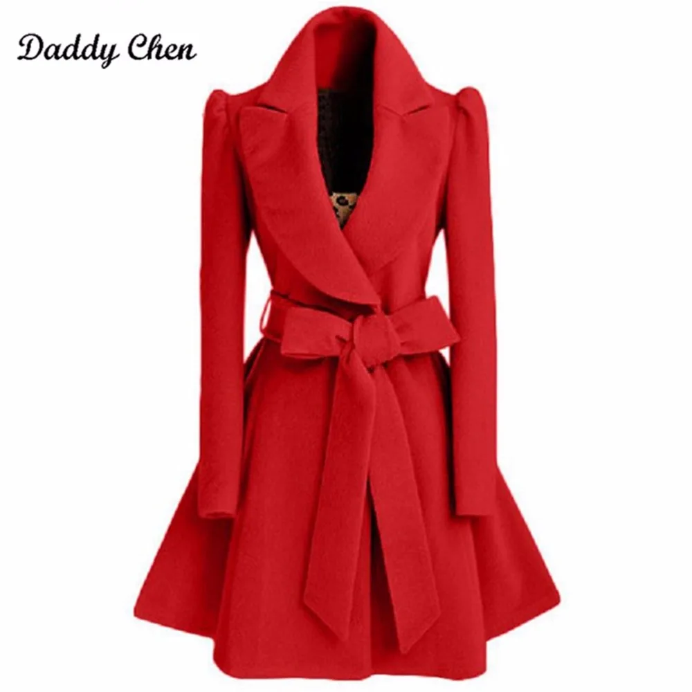 Especially Autumn Winter Blend Coat Women 2019 Slim Long Trench Coats Female sweet bow Belt Windbreaker Woman Cashmere