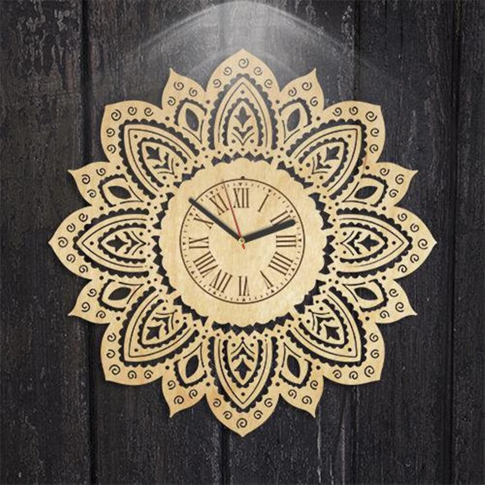 

Mandala Wood Wall Clock Mandala Wood Decor Handmade Art Wood Wall Clock Ornament Wall Clock Modern Birthday Gift For Girl