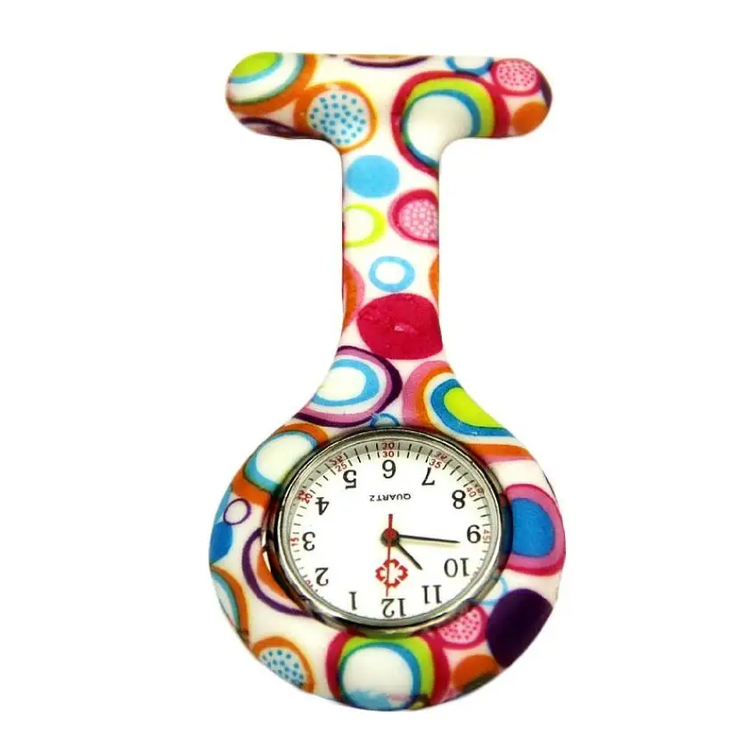 

Women's Watches Unique Colored Circles Nurse Clip-on Fob Brooch Pendant Hanging Pocket Watch reloj mujer relogio feminino A2