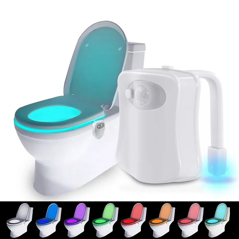 

1Pcs Smart Bathroom Toilet Nightlight LED Body Motion Activated On/Off Seat Sensor Lamp 8 Color PIR Toilet Night Light lamp
