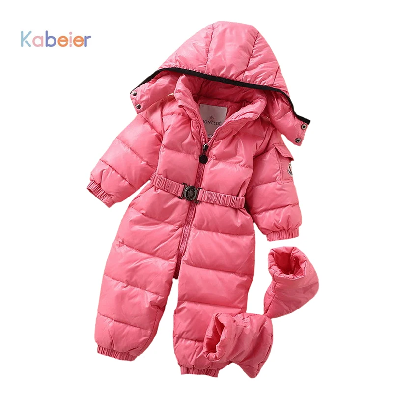 2016 Newborn Winter Clothing Baby Girls Thick Down Warm Rompers Pink